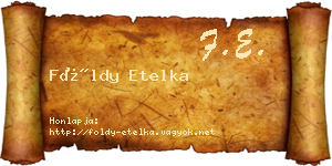 Földy Etelka névjegykártya
